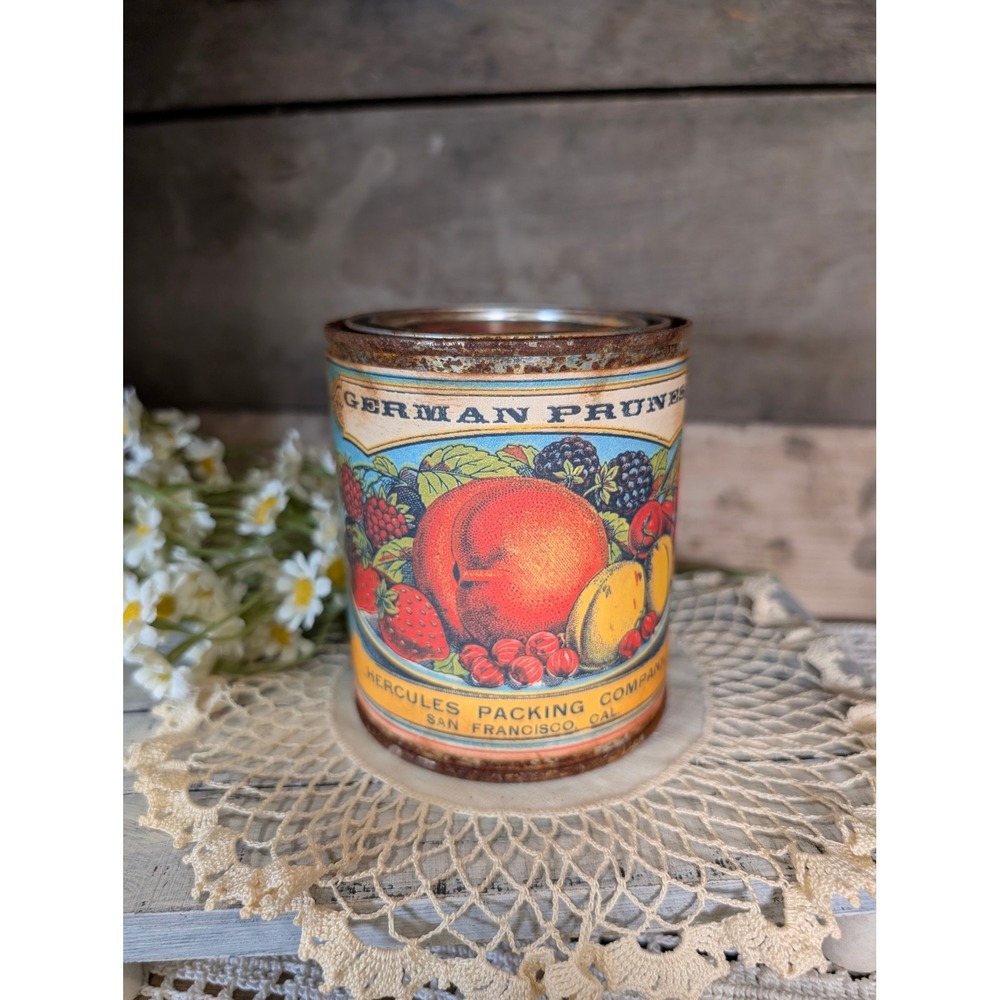 Hercules Packing GERMAN PRUNES Vintage Inspired Rusted Can - Pint